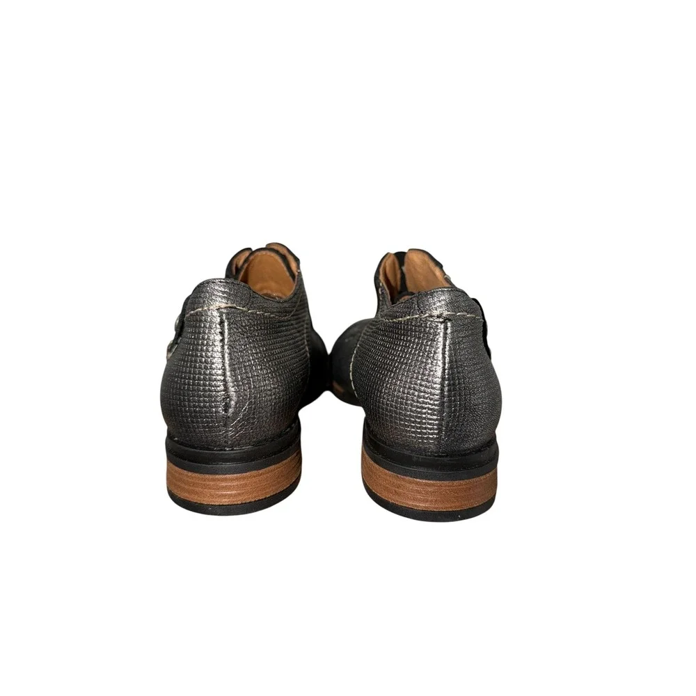 Wanda Panda Leather Shoes 36 Black Metallic Slip On Oxford Made in Spain